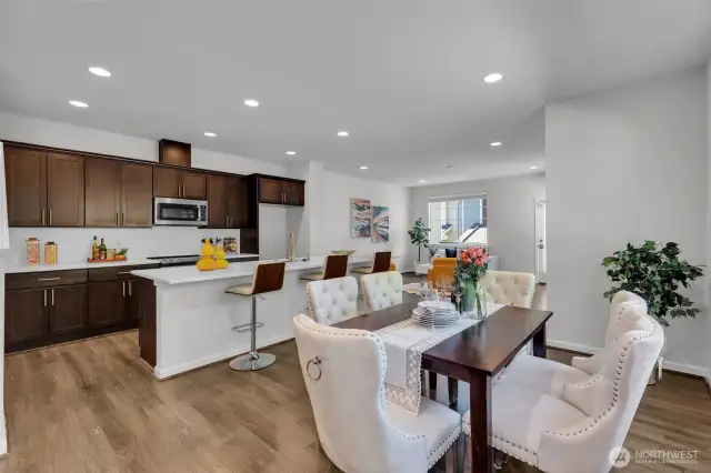 Unexpectedly large open floor plan.  Easily have a dinning room table that seats 8 or even 10