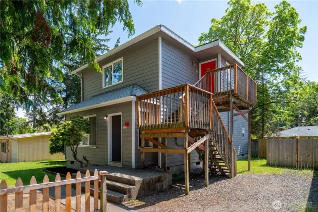 Stairs lead to Unit B access.