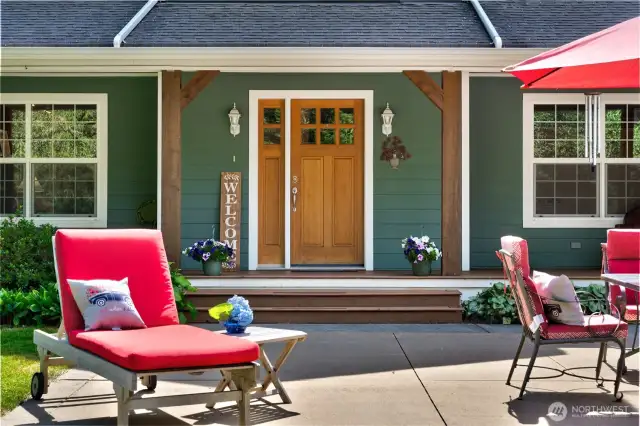 Large front patio welcomes you into this spacious home.
