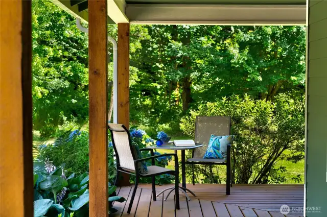The wrap around porch invites you to have your morning coffee  in the sunshine or enjoy your lemonade in the afternoon shade of the porch.