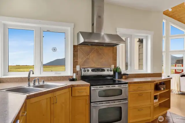 View of the 40-acre property from the kitchen sink
