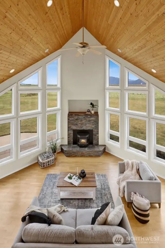 View of the great room from above