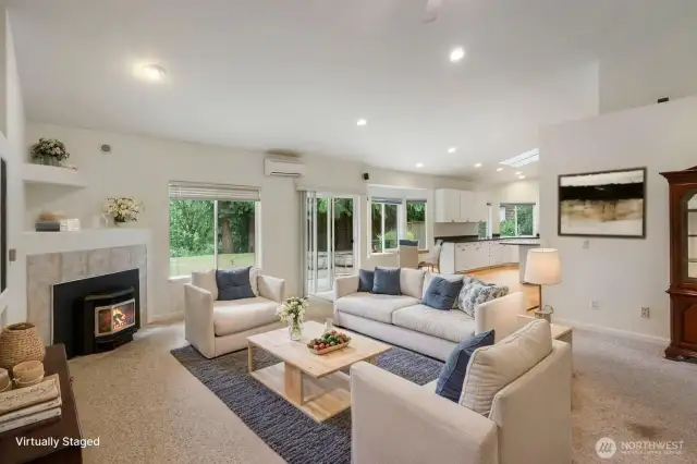 Great Room w/mini split AC and Slider to Patio   Vitually Staged