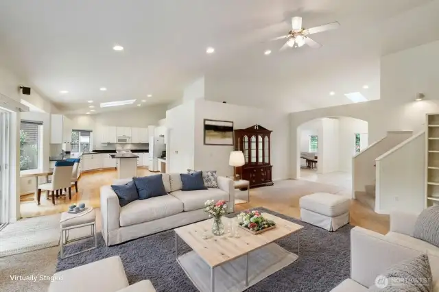 Great Room into Kitchen Virtually Staged