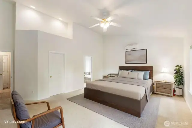 Primary Bedroom w/Slider to Patio Virtually Staged