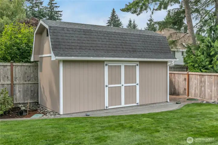 10x20 heated shed with power and loft for extra storage