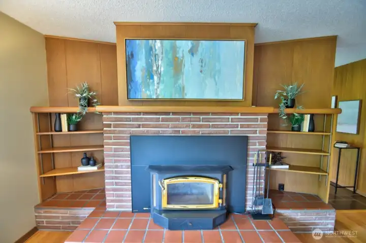 All of the feel of the times plus an efficient wood stove install that cozies up the fall nights.