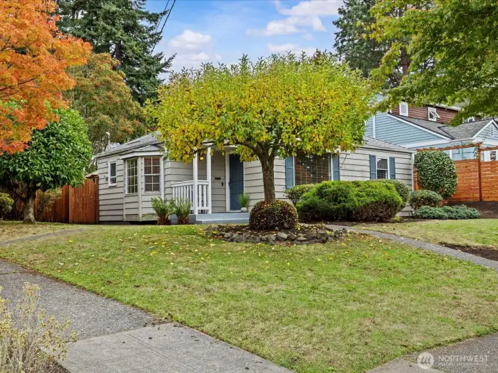 Corner lot with well cared for garden