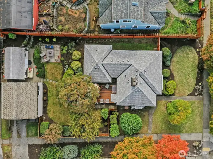 Birds eye view of beautifully cared for home.