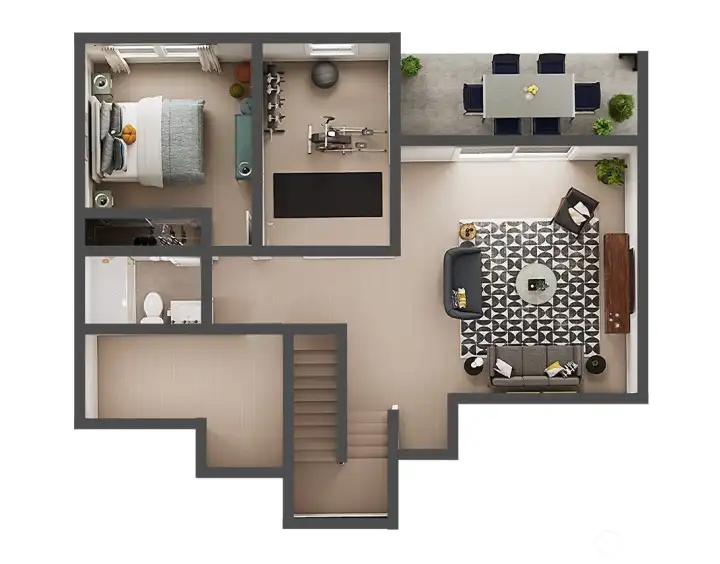 First Floor- Doll House View for marketing purposes only- Colors and features may vary