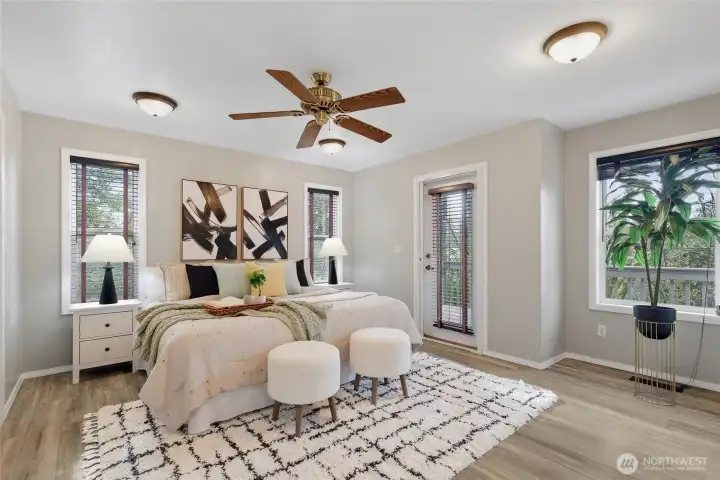 Your own deck access means morning coffee without putting on real clothes or dealing with anyone else. The room's got space to breathe.