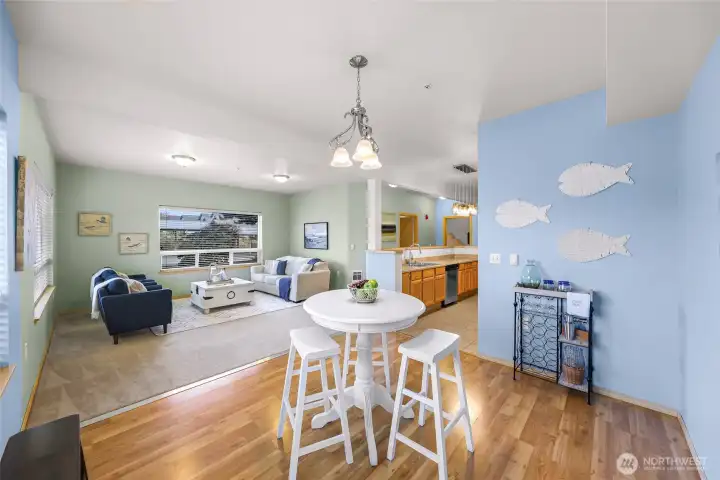 Large dining space is great for enjoying meals and entertaining.