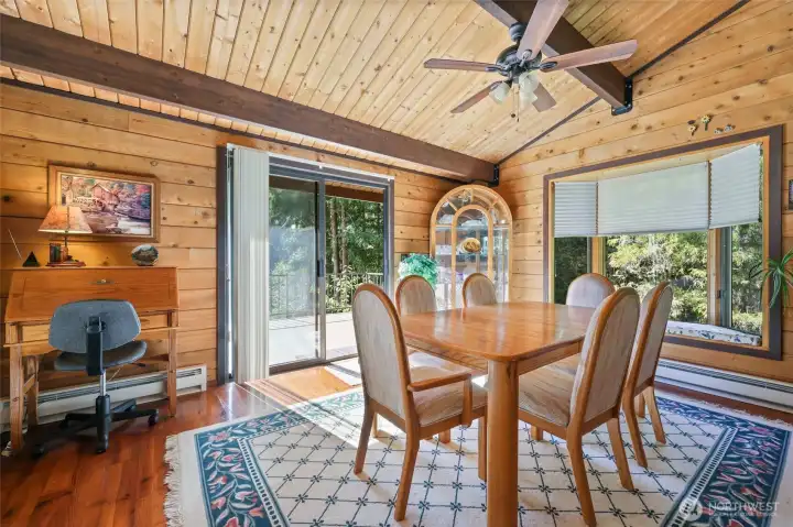 Oversized dining room with slider out to the Deck