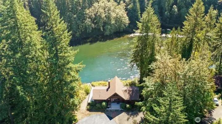 Beautiful river and wooded view