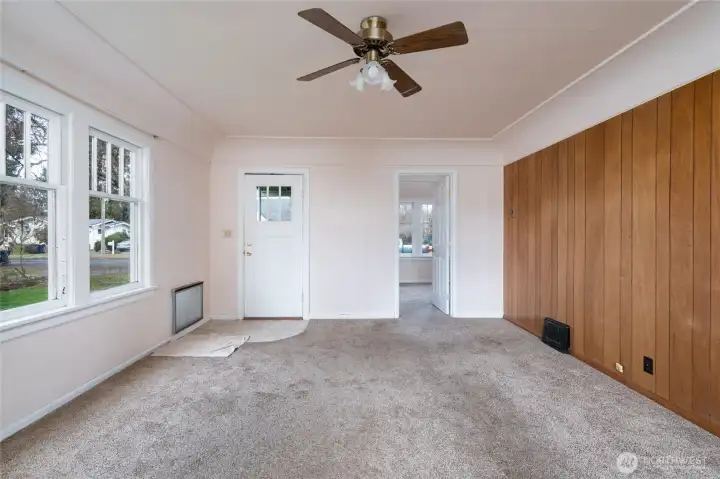Coved ceilings add character to the space.