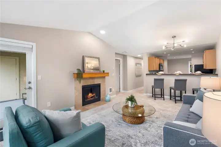 Spacious Family room flows into patio with open concept layout