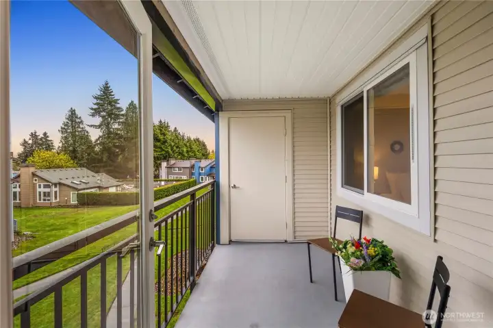 Spacious Private Covered Patio with additional storage space