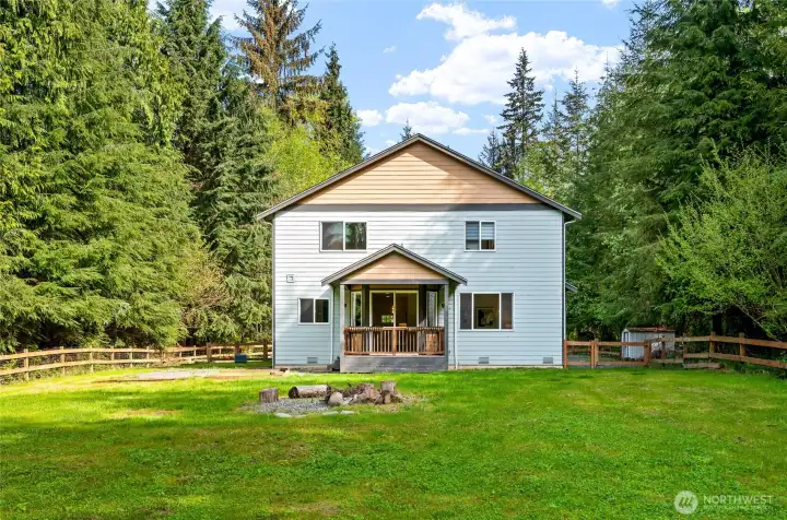 Fire pit and covered deck make for great weekends outdoors in the PNW.