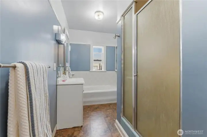 Main Floor Bath has shower and tub