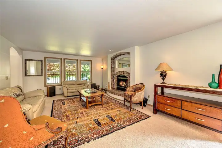 View from the dining room to the living room.