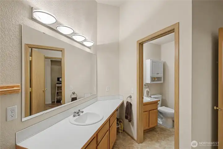 Primary Bathroom also has entrance into the half bath. Primary Bathroom also has entrance into the half bath.