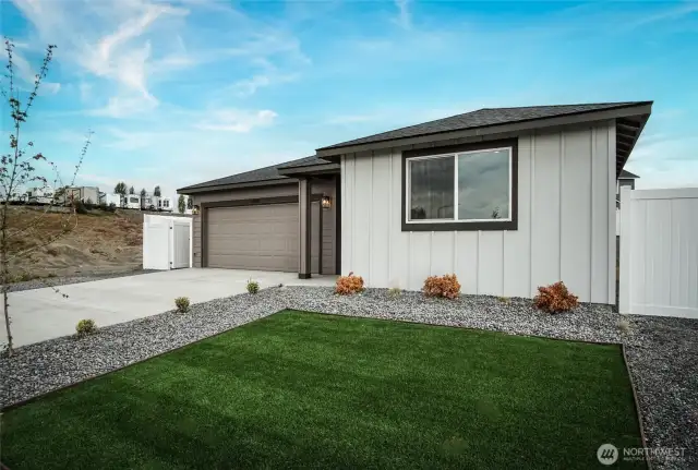 Side View of Home-Artificial Turf Landscape