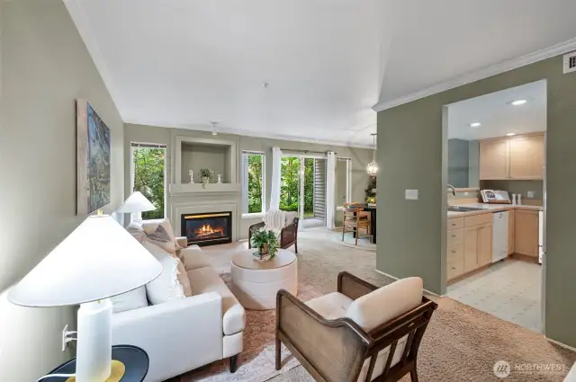 cozy gas fireplace