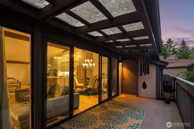 16 feet of windows that open to 8 x 20 foot deck