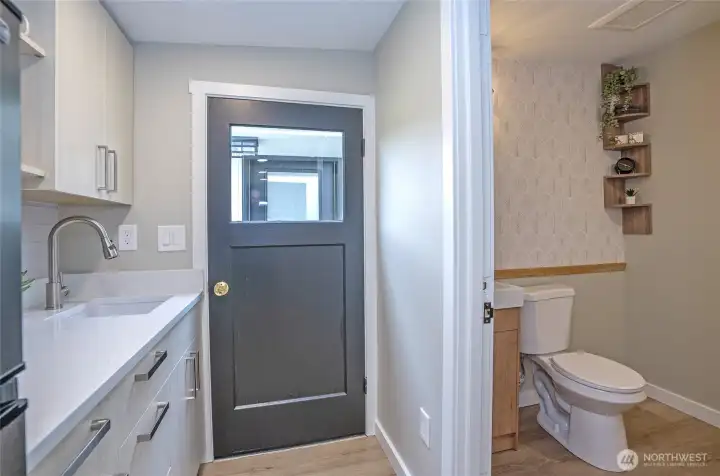 The studio has it's own entrance.