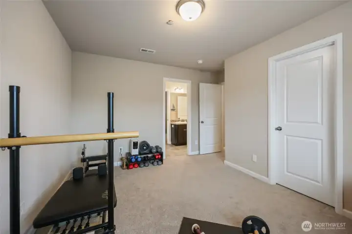 3rd bedroom, showing bath in view, and walk-in-closet!