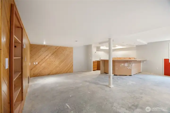 Basement Living Room and Plumbed Kitchenette