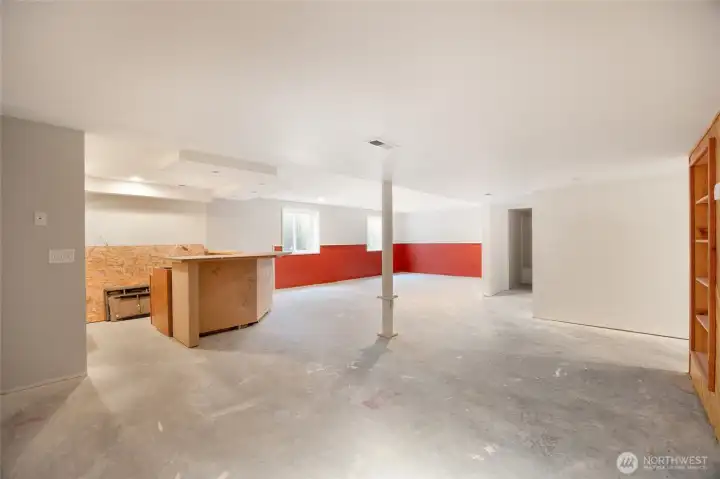 Basement Living Room and Plumbed Kitchenette