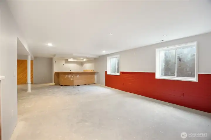 Basement Living Room and Plumbed Kitchenette