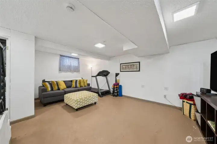 One of the two lower level bonus/recreation rooms. Make this room something that fits your lifestyle- home office, gym, play area or another TV room.