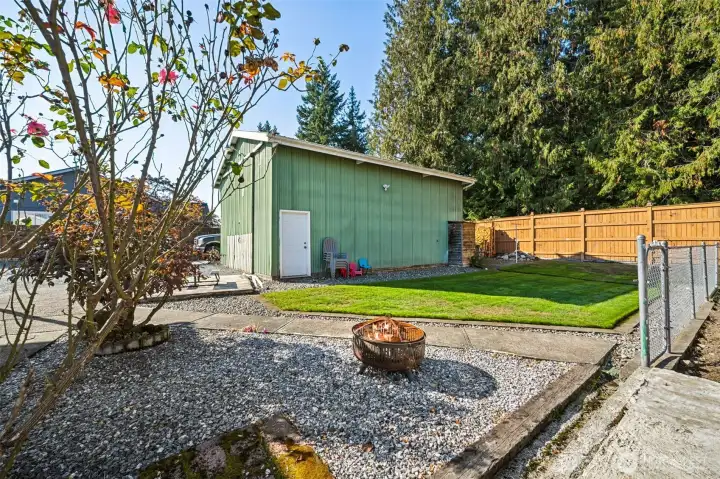 Walkway between house, shop, backyard & play ground.