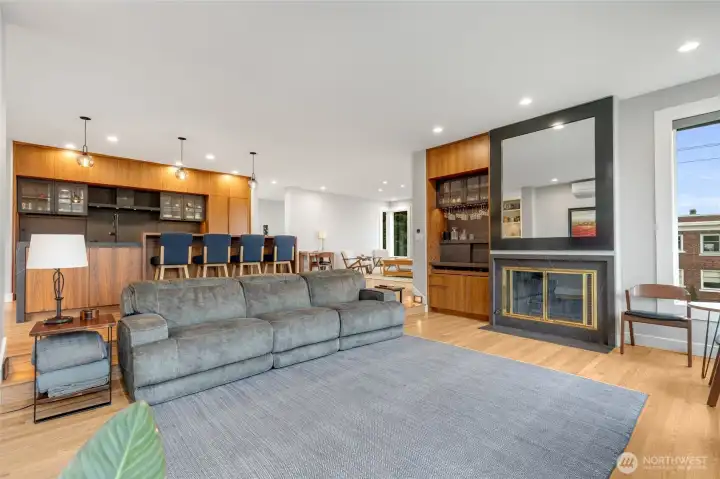 This is such a welcoming room for gathering, whether for movies, binging your favorite shows, or having a quiet night by the fire.
