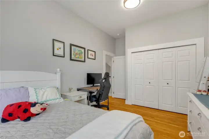 This bedroom looks to the garden and sits at the SE corner of the house. It is away from the primary for privacy.