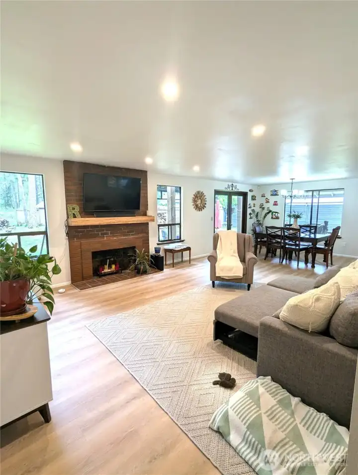 Huge living room with lots of natural light
