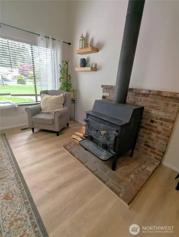 Wood stove in living area to keep you cozy warm!