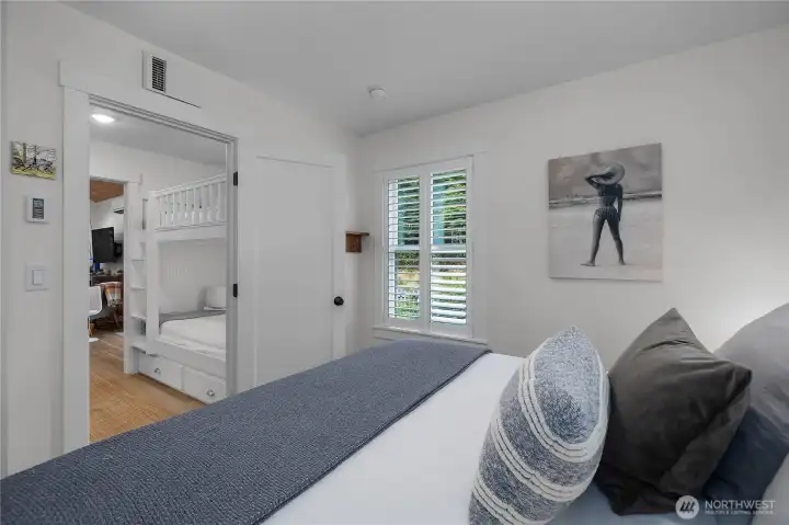 Privacy shutters on the bedroom windows