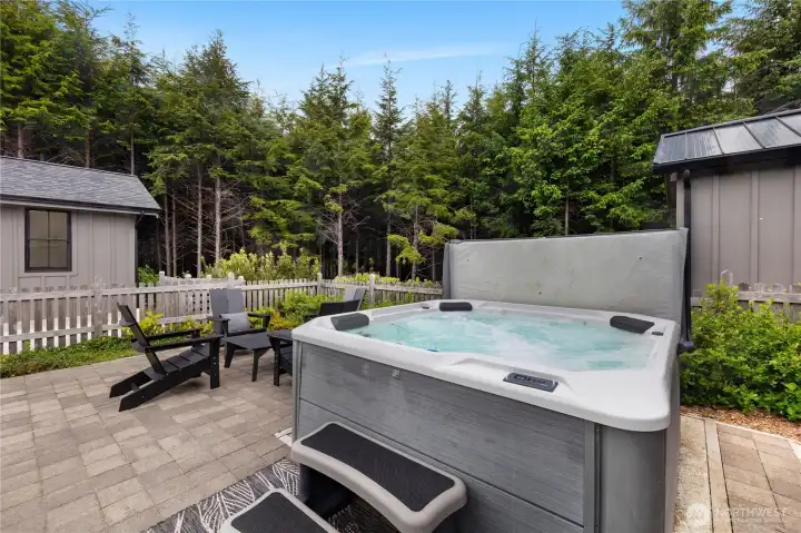 Private hot tub on the large patio