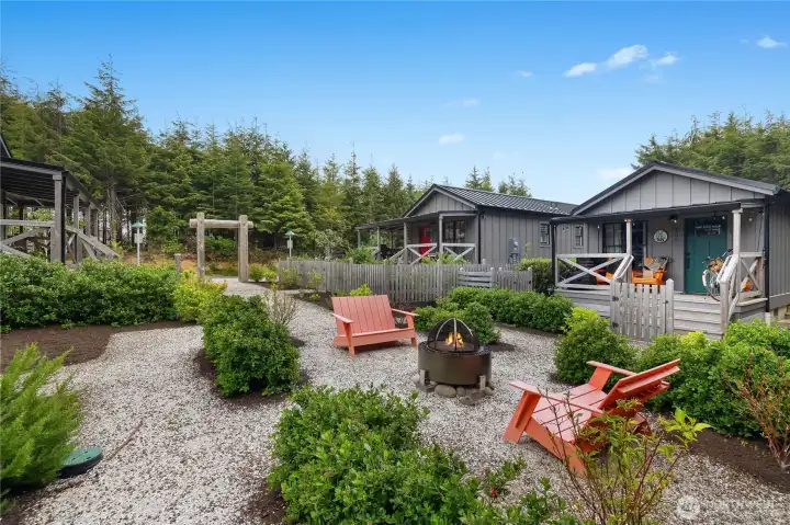 Community fire pit area shared by 5 homes