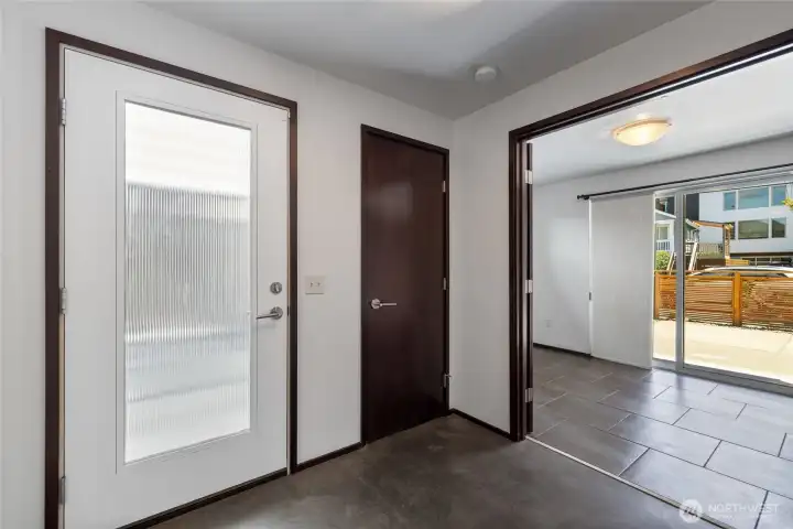 Entry door foyer with wonderful polished concrete floor for durability and easy maintenance Entry door foyer with wonderful polished concrete floor for durability and easy maintenance