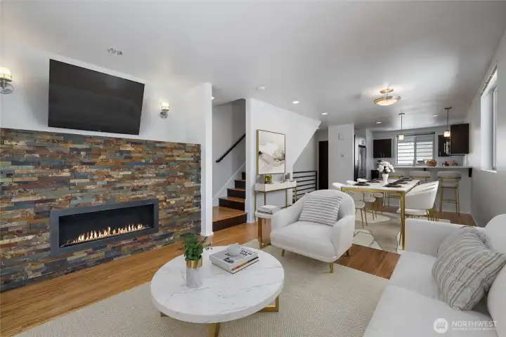 Virtually staged living area Virtually staged living area