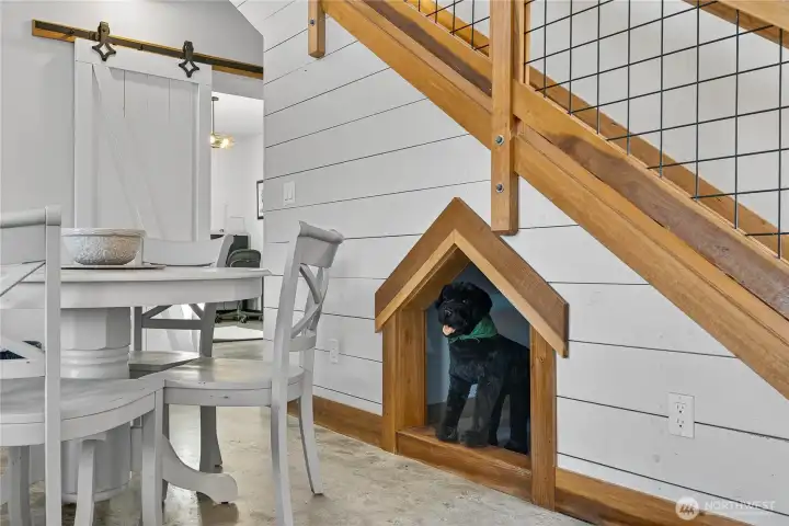 Special cubby under the stairs for your special pup or kiddos!