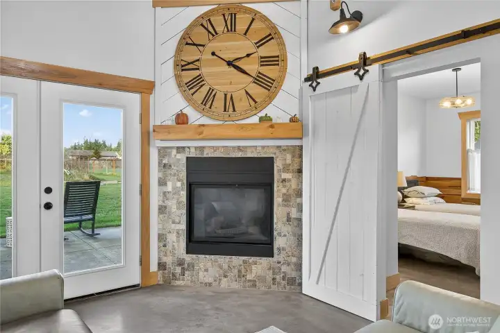 Gorgeous and dramatic this gas fireplace kicks out the heat in the very heart of this home.