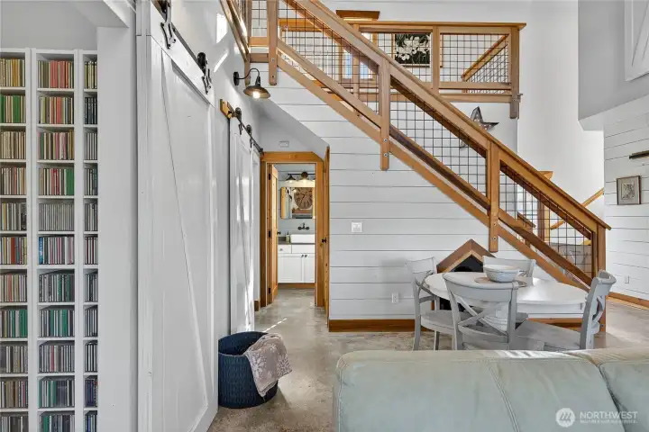 3 bedrooms downstairs, closed off with gliding doors.