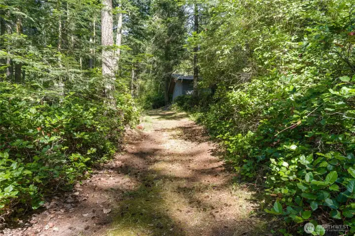 On the way to the detached 2 car garage. On the way to the detached 2 car garage.
