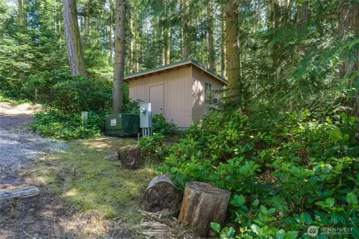 The bath house has a shower, sink & toilet with room for a future washer and dryer. The bath house has a shower, sink & toilet with room for a future washer and dryer.