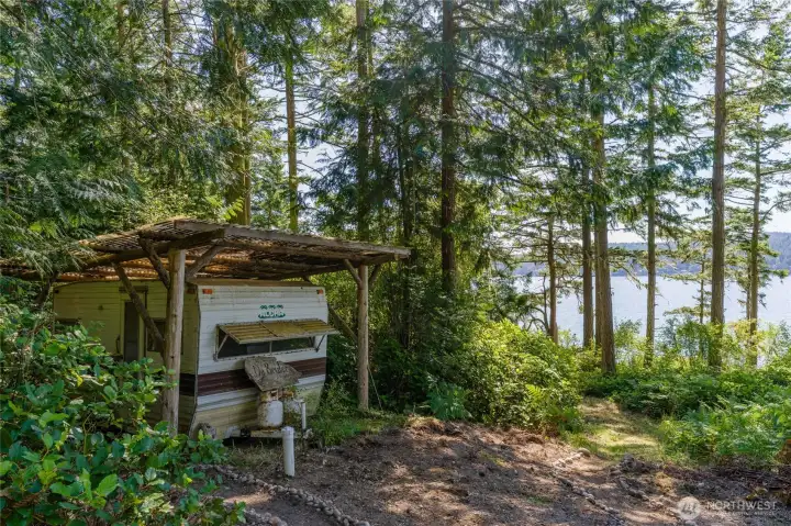 Rustic trailer for the overflow guests. Rustic trailer for the overflow guests.